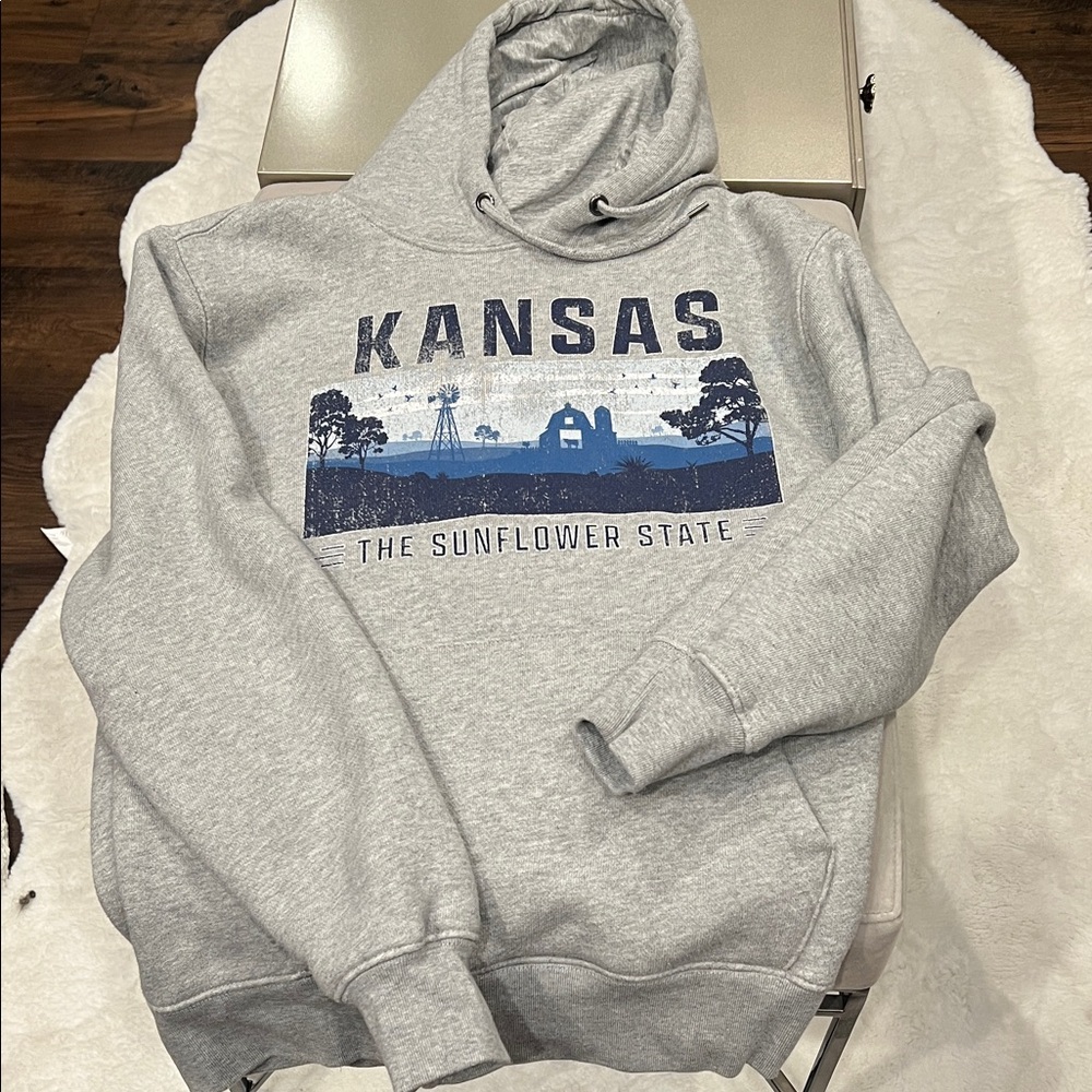 Gray Kansas Graphic Hoodie